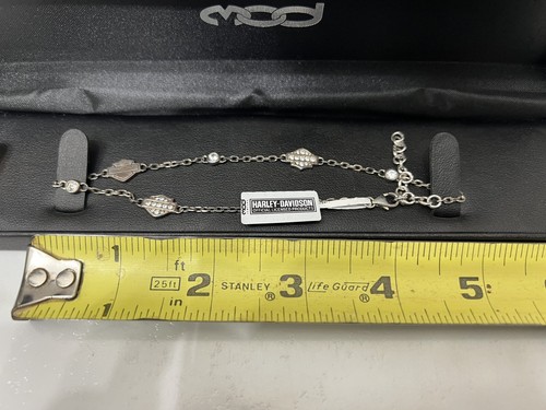 Harley-Davidson Sterling Cubic Zirconia Adjustable Anklet 9” Bracelet HDA0007 B7 - Picture 7 of 15