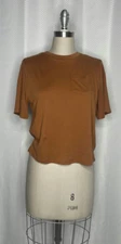 A NEW DAY WOMEN'S CREW NECK SHORT SLEEVE POCKET T-SHIRT BROWN SMALL S 