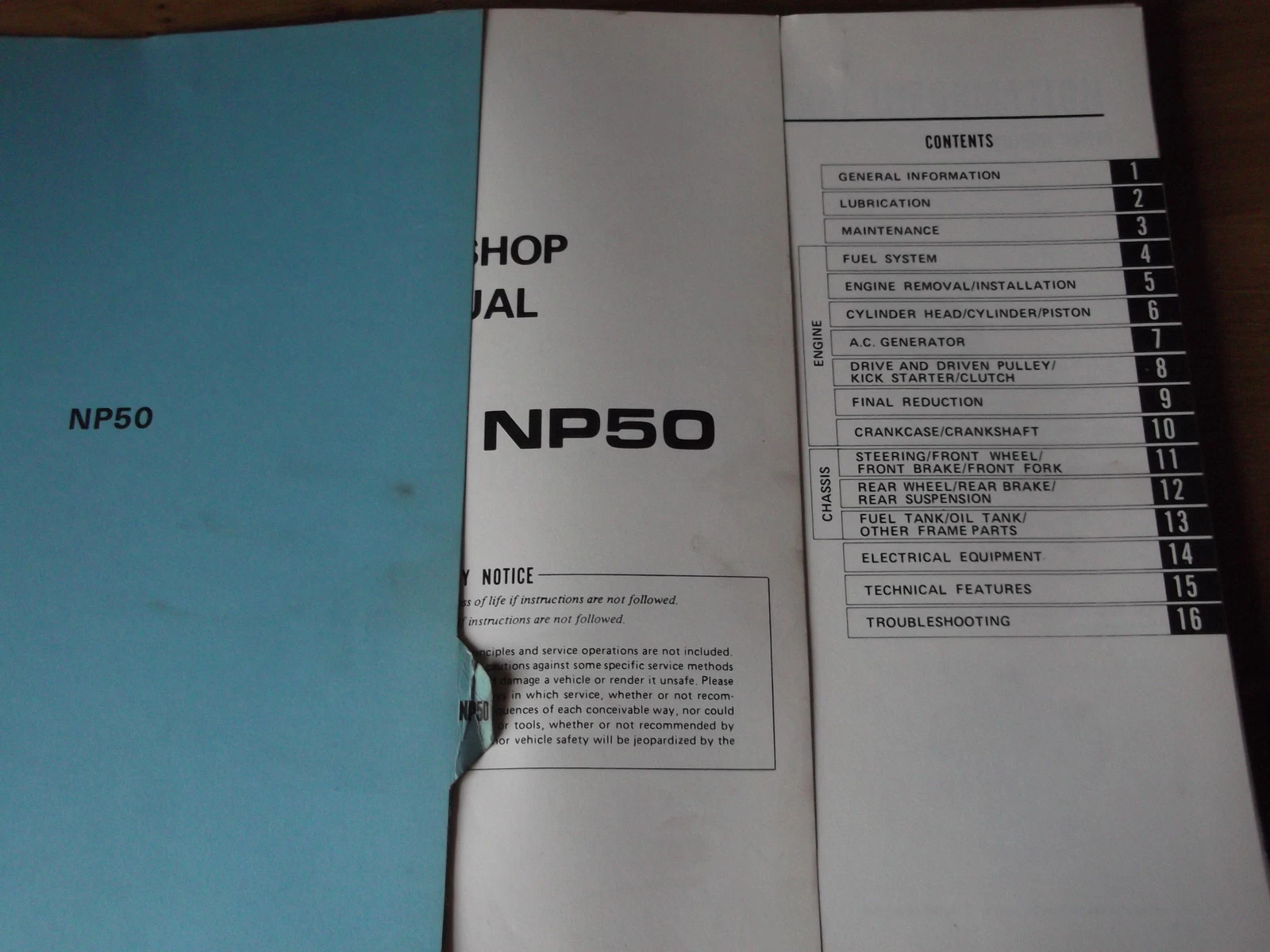 Honda NP50 Melody workshop manual, Dealer issue, Not dated , See below