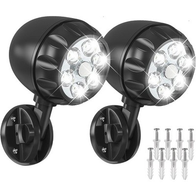 2 Pack Battery Operated Motion Outdoor Lights 6 LEDs 800 Lumen  Wall Mount Light