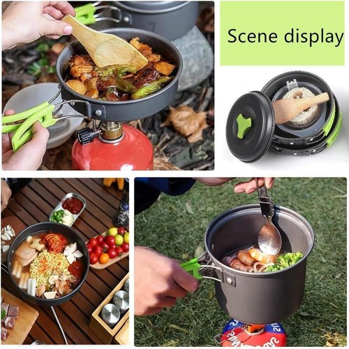 Camping Cookware Mess Kit, Non-Stick Lightweight Pot Pan Kettle Set - Picture 5 of 5