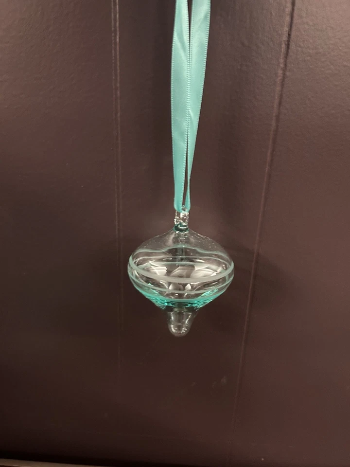 Tiffany & Co. Blue Crystal Glass Onion Shaped Christmas Ornament - Image 2 of 4