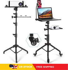 Laptop Tripod on Wheels with 2 Shelves,Portable Projector Floor Stand Adjustable
