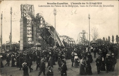 Ak Bruxelles Brüssel, Exposition 1910, L'Incendie des 14-15 Aout... - 4836853