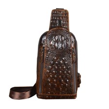 Crocodile Genuine Leather Sling Bag Backpack for Men Travel Outdoor Hunting H...