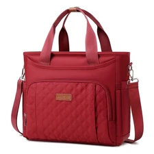 Red Insulated Lunch Bag, Large, Leak Proof, Cooler, Removable Strap, Tote