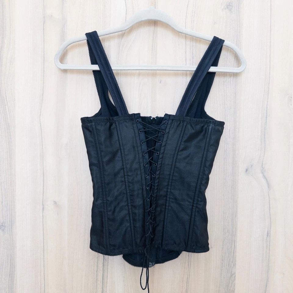 De Colección Mujer Corsé Top Talla XS Negro Cremallera Frontal Encaje Espalda Ajustable Romántico Vamp Foto 4 de 4