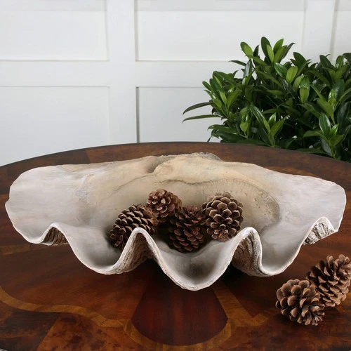 Clam Shell 22 3/4" Wide Stone Accent Bowl by Uttermost - Picture 1 of 2