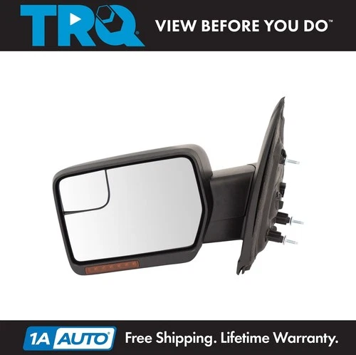 TRQ Mirror Power Fold Heat Signal Memory Puddle Smooth Black Driver LH for F150