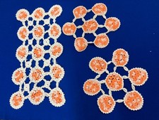 Vintage Retro Doilies Doily Lot of 3 Crochet Orange and White Pretty