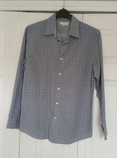 Jasper Conran Mens Blue Pattern Long Sleeve Shirt Size M VGC