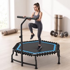 50 Inch Foldable Trampoline with T-Adjustable Handle 560lbs for Adult Fitness US