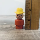 Vintage Fisher-Price Little People Yellow Hat Wooden Red Body Freckled Face