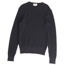 Hermes Knit Sweater Long Sleeve H Logo Wool Top Men M Black Used MOLO-0