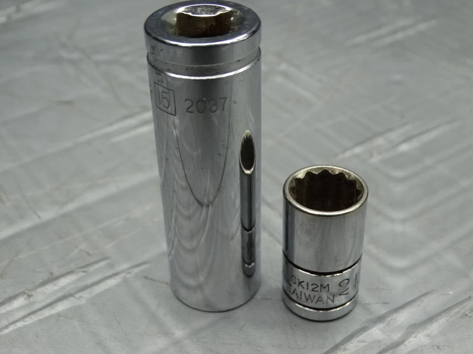 Винтажные головки с отличным грифом 3/8 дюйма для глубокого колодца 15 мм и 12 мм SK12M / 2037 - Изображение 2 из 4