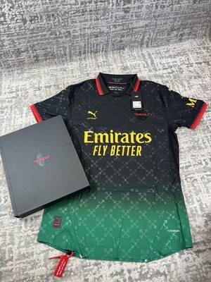 Größe S - Puma x Off-White AC Milan Authentic Trikot Large schwarz/powergrün