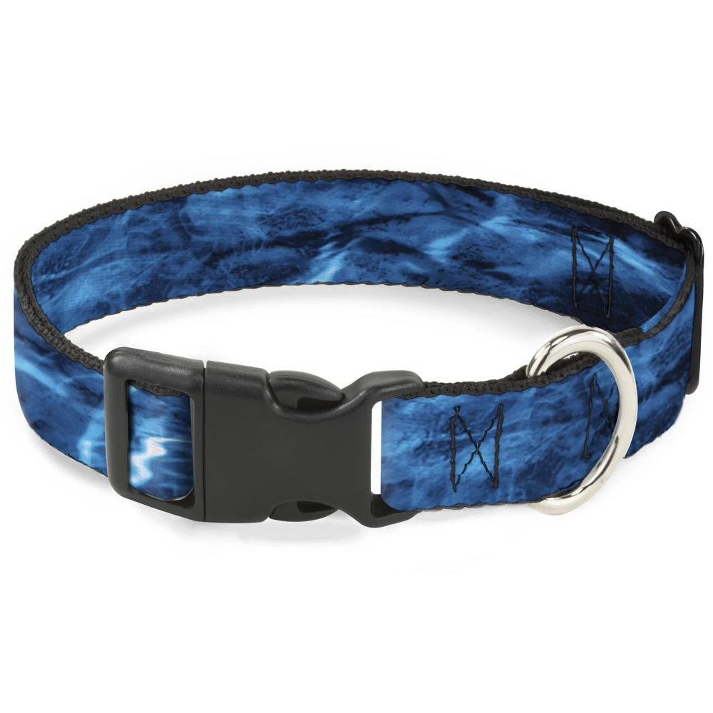 Plastic Clip Collar Mossy Oak Elements Marlin Agua Camo Blue WIDE-Large 20-31"