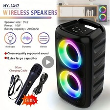 Karaoke Radio FM Bluetooth Speaker Portable W...