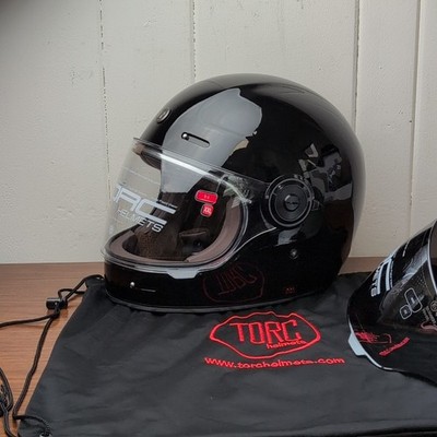 TORC T1 Helmet Gloss Black Retro Vintage Style Full Face Dot XL