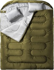MEREZA Double Sleeping Bag for Adults Mens with Pillow, XL Queen Size Two Person
