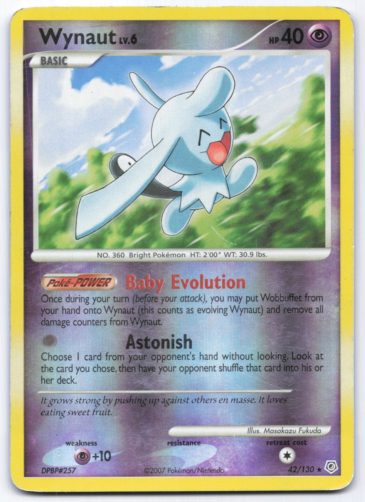 Wynaut 42/130 Diamond & Pearl Base Reverse Holo Rare Pokemon Card MP