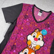 Disney Chip N Dale Extra Small Cherokee Tooniforms Cartoon Scrub Top NEW