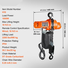 Palan Électrique À Chaîne Grue Monophasé Charge De 998 Kg Levage Max 3 M