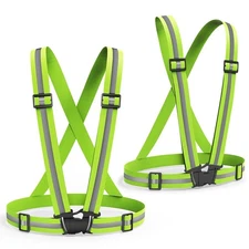 2 Pack Safety Vest Adjustable Reflective Belt Stripe Night Running Jogging Bike