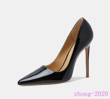 Women's Shiny Faux Leather Pointed Toe Pumps Formal Wedding Party Casual Shoes