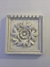 Vintage House Parts Inc (HPI) Handcrafted Plaster Botanical Wall Plaque ~9.5"