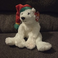 Ty Beanie Babies “Snowdrift” the Polar Bear w/ Santa Hat Holiday Christmas 2002 