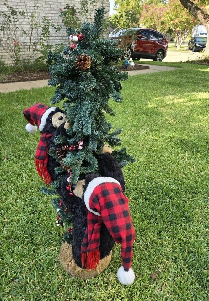 Rare HTF Ditz Designs Hen House Berry Christmas Tree Black Bears Holiday Decor - Image 4 of 4