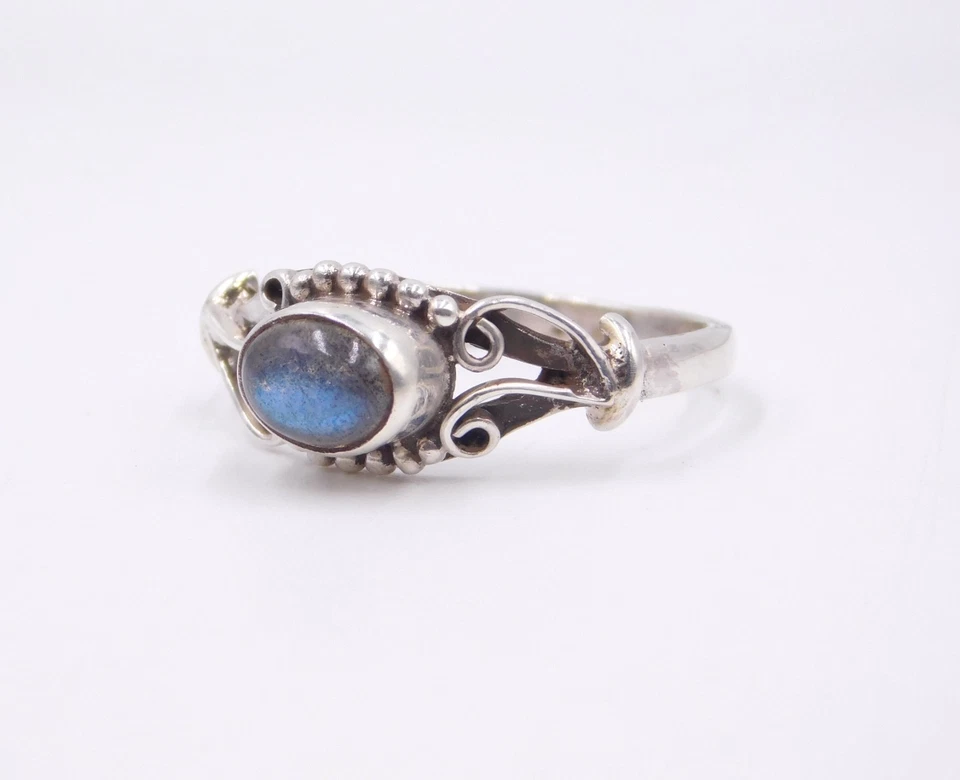 2.40 Gm 925 Sterling Silver Natural Labradorite Cab Gemstone Ring Size-7.25" US - Image 3 of 4