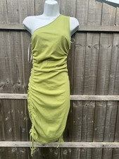 Green One Shoulder Ruched Bodycon Dress M