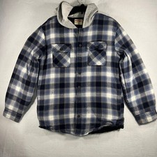 Wrangler Authentics Mens Plaid Flannel Lined Hooded Shirt Jacket Size M
