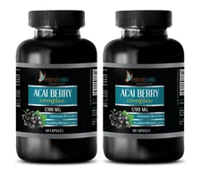 Boosts skin elasticity - ACAI BERRY - Enhances digestion 2 Bottles 120 Capsules 
