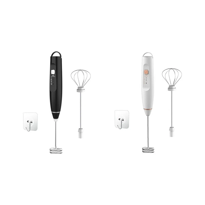 Milk Frother Mixer Rechargeable Handheld for Coffee with 2 Whisks,USB8202