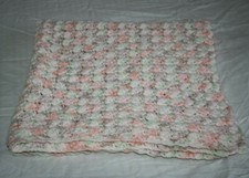 Baby Blanket Afghan Peach Nursery Lap Throw Shell Crochet Girls Shower Gift NEW