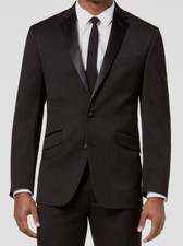Kenneth Cole Men's Black Slim-Fit Tuxedo Blazer Suit Jacket Size 46R
