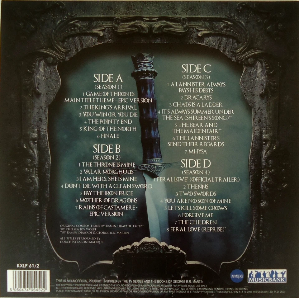Music From GAME OF THRONES 2 LP Ramin Djawadi-L'Orchestra Cinematique - Limited - Image 3 of 4