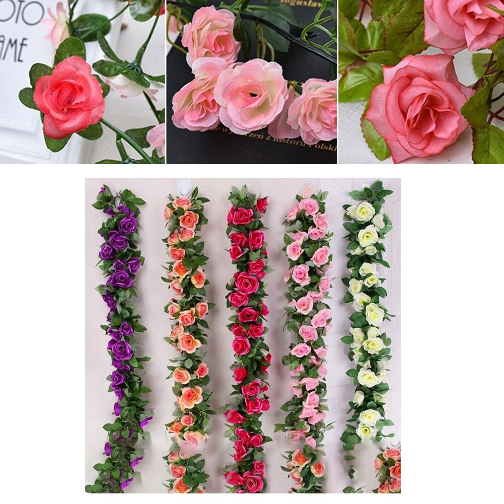 High Quality Artificial Flower 9 Big Head Artificial Rose Vine Champagne