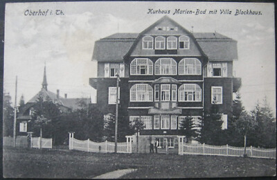 Postcard Oberhof/Thuringia spa house Mariánské Lázně with villa log cabin - 1910 used