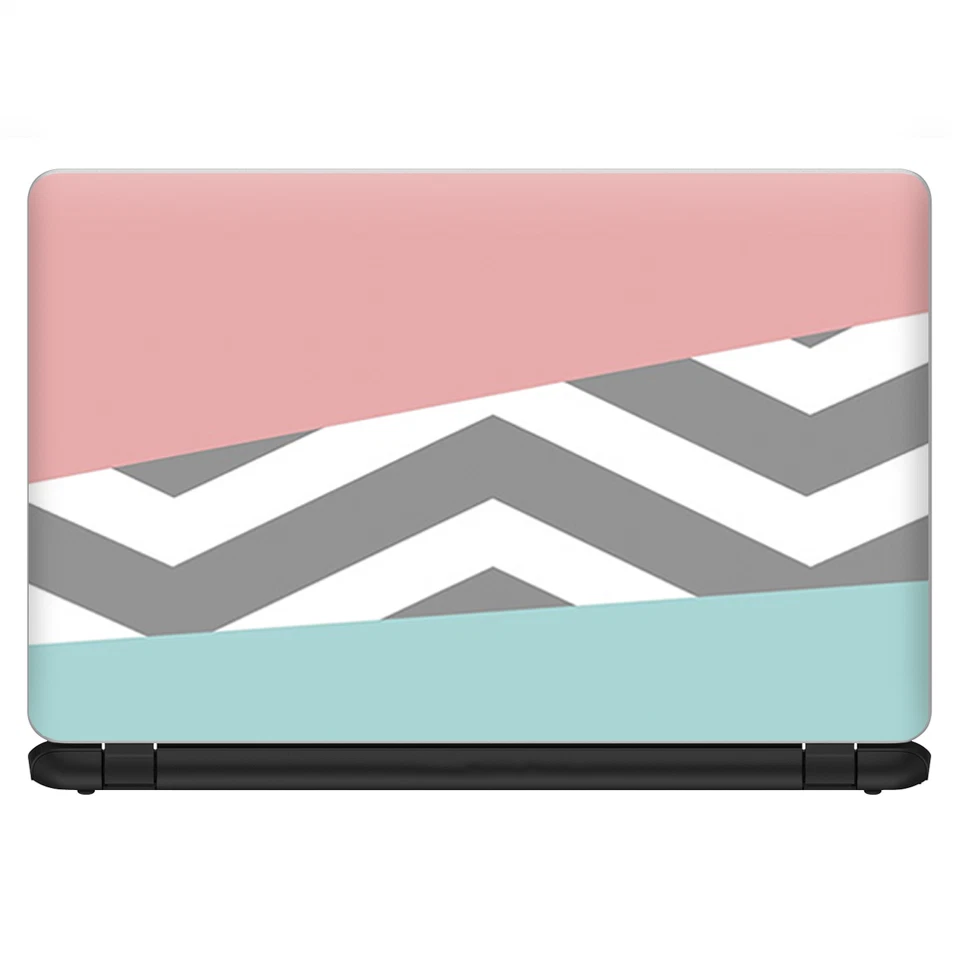 Laptop Skin Wrap Universal for 13 inch - Pink Teal Gray Chevron pattern - Image 2 of 4