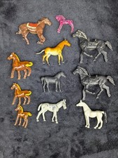 Lot Of 11 Vintage Small Toy Horses Variety Miniature Plastic Lucite