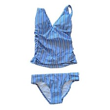 Draper James X Helen Jon Convertible Tankini Blue Stripe Women's Sz XS 2 Pieces