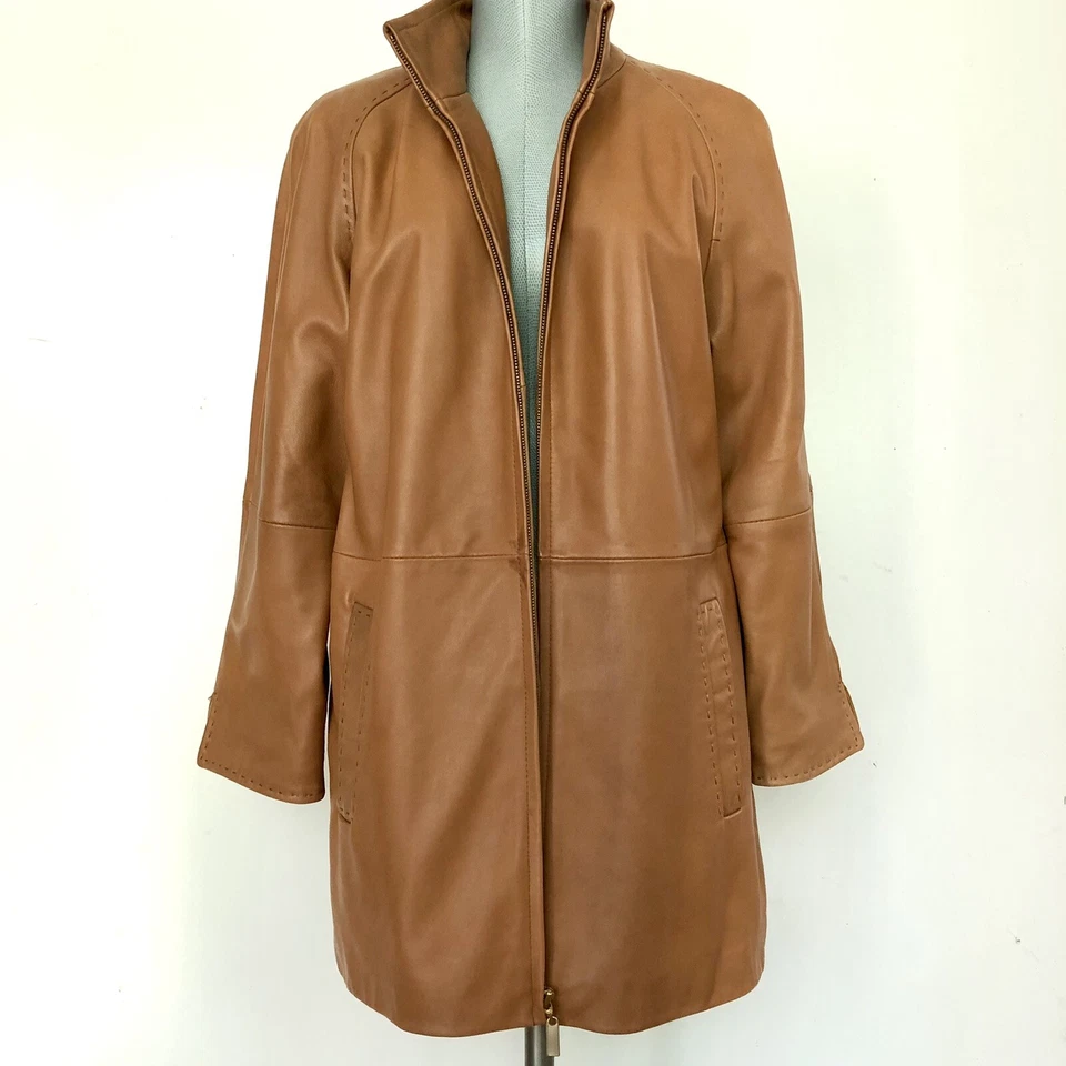 LNR women's Cognac leather jacket mid lenght size S - Image 4 of 4