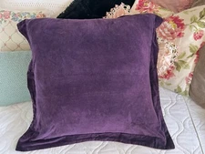 POTTERY BARN DEEP PURPLE VELVET PILLOW COVER EURO SQUARE FLOOR PILLOW