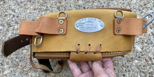 1985 KLEIN TOOLS 5249N27 LEATHER LINESMAN LINEMAN TOOL BELT HOLSTER NEW NOS - Picture 2 of 6