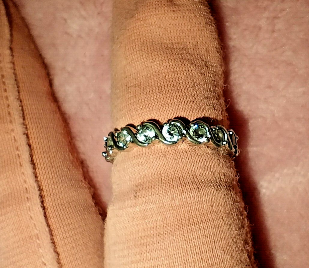 3 piece stackable ring set with green and clear c… - image 13