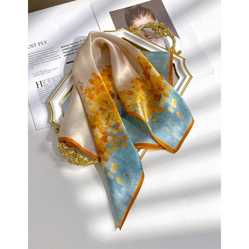 100% Mulberry Silk Scarf for Women 53cm Square Headband Necktie Printed